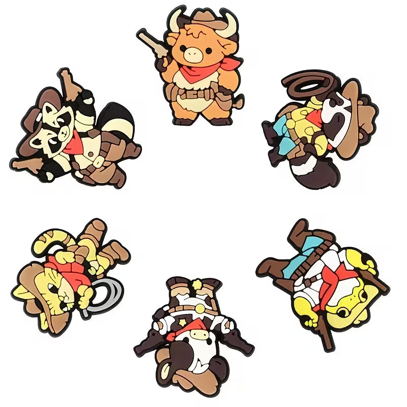 6 Animal Cowboy Shoe Charms