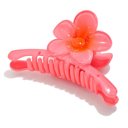 Two Tone Flower Claw Hair Clip - Pink
