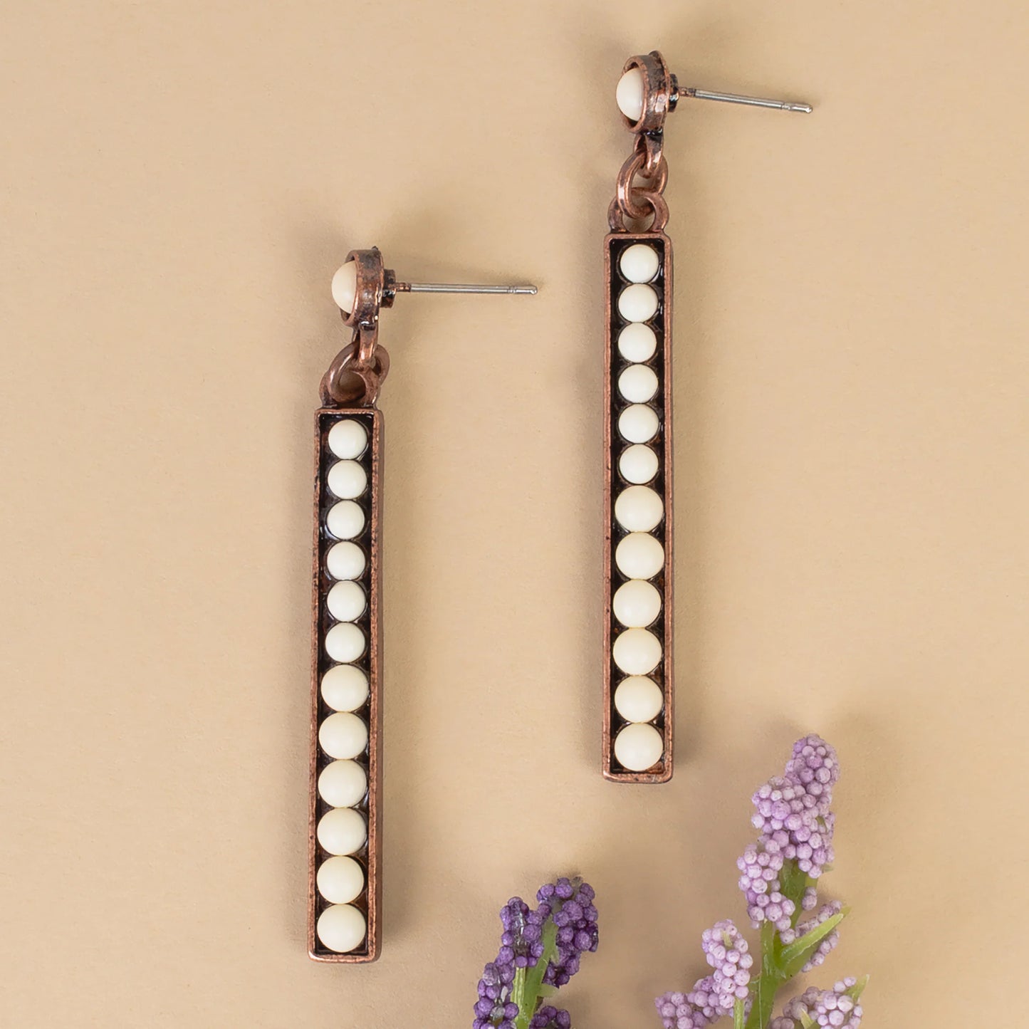 Squash Blossom Earrings - Ivory & Copper