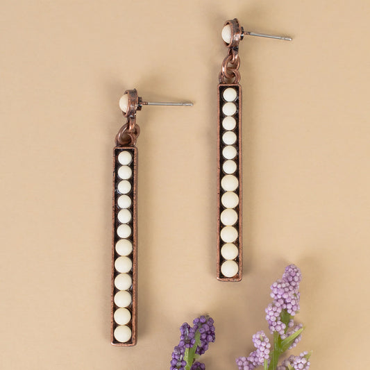 Squash Blossom Earrings - Ivory & Copper