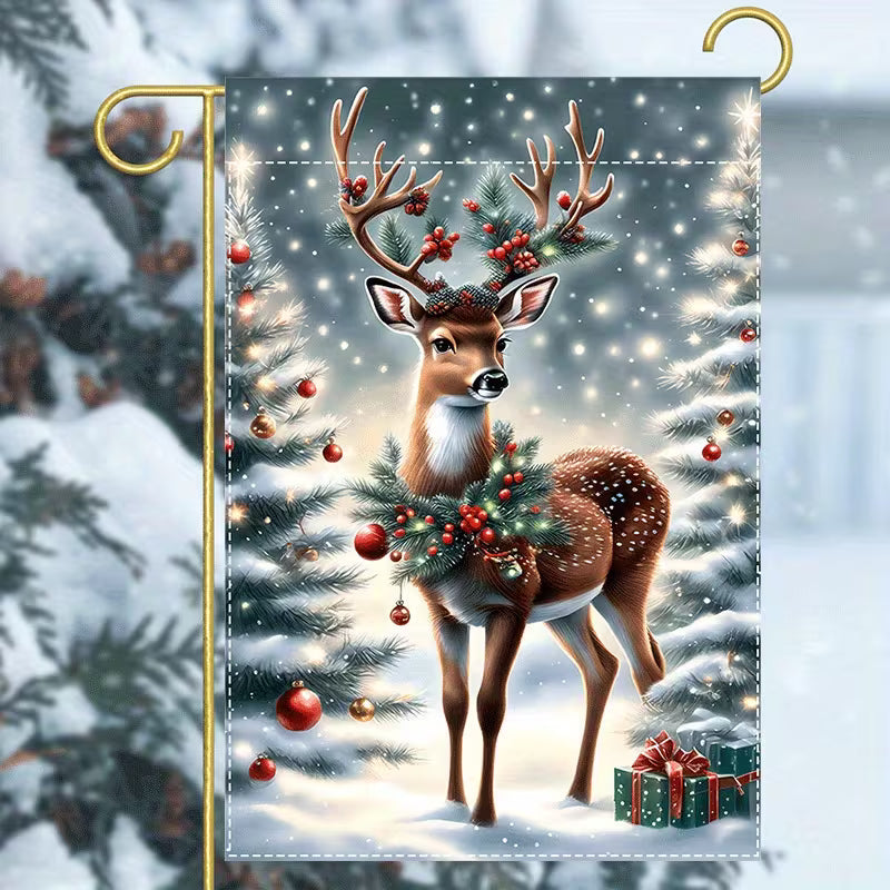 Christmas Deer Garden Flag