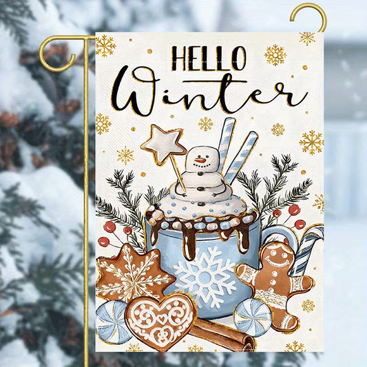 Hello Winter Garden Flag