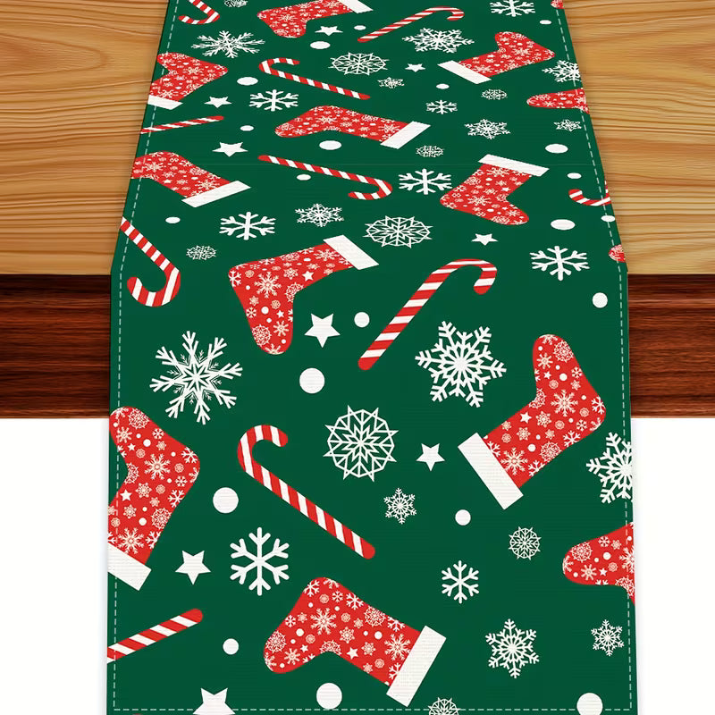 Candy Canes & Stockings Table Runner