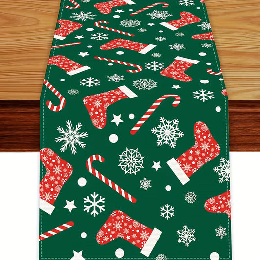 Candy Canes & Stockings Table Runner