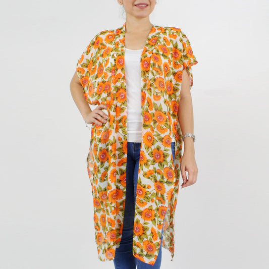 Lightweight Sunflower Print Kimono