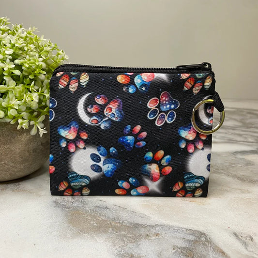 Dog Paw Galaxy Moon - Mini Coin Purse Keyring