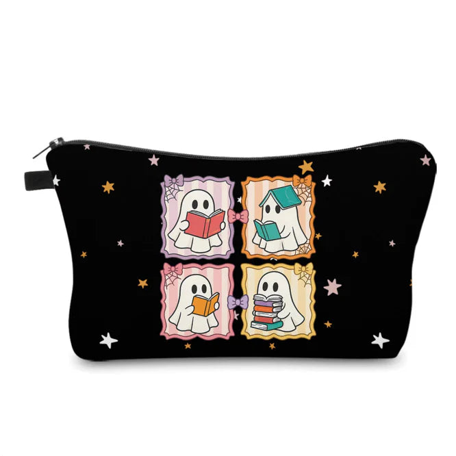 Halloween Fall, Ghost Book Stamps Water Resistant Pouch
