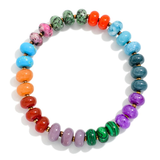 Candy Stone Beaded Stretch Bracelet - multi