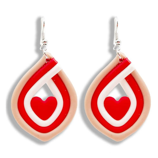 Polymer Clay Wrapped Heart Drop Earrings