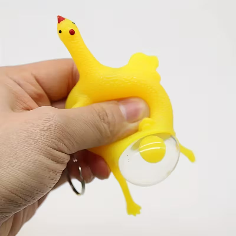 Funny Chicken Laying Egg Keychain