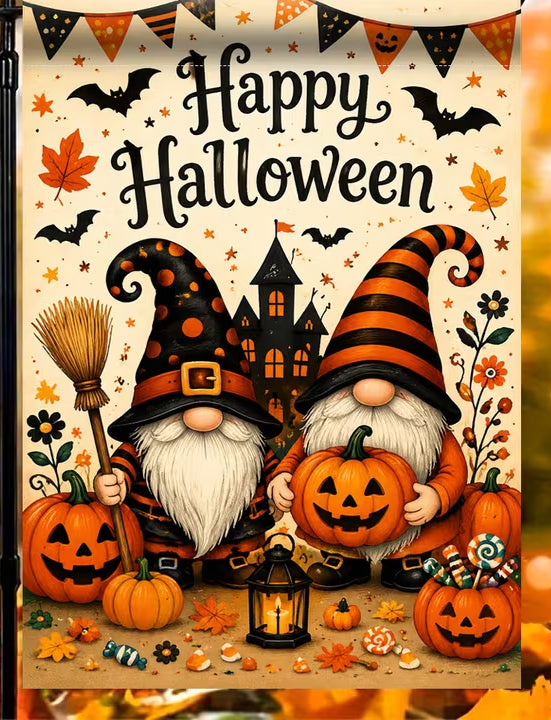 Halloween Gnomes Garden Flag