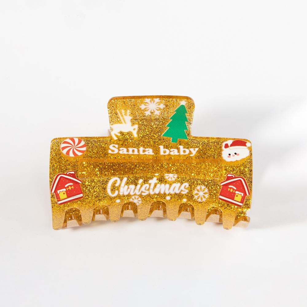 Santa Baby' Glitter Christmas Hair Claw Clip Gold
