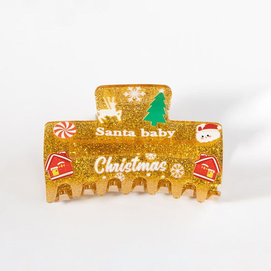 Santa Baby' Glitter Christmas Hair Claw Clip Gold