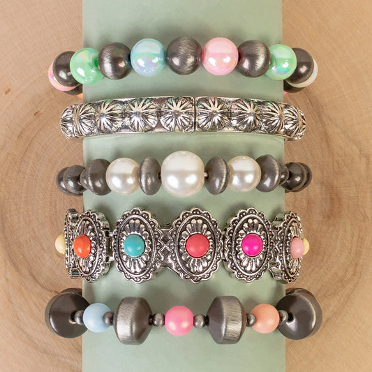 Stacked Squash Blossom Bracelets - Multi