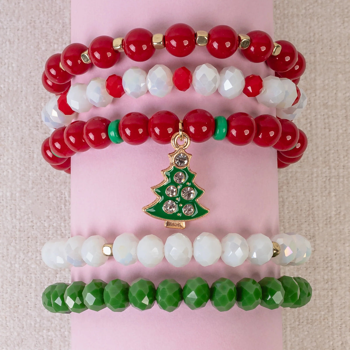 74785 - Beaded Stacked Bracelets - Red