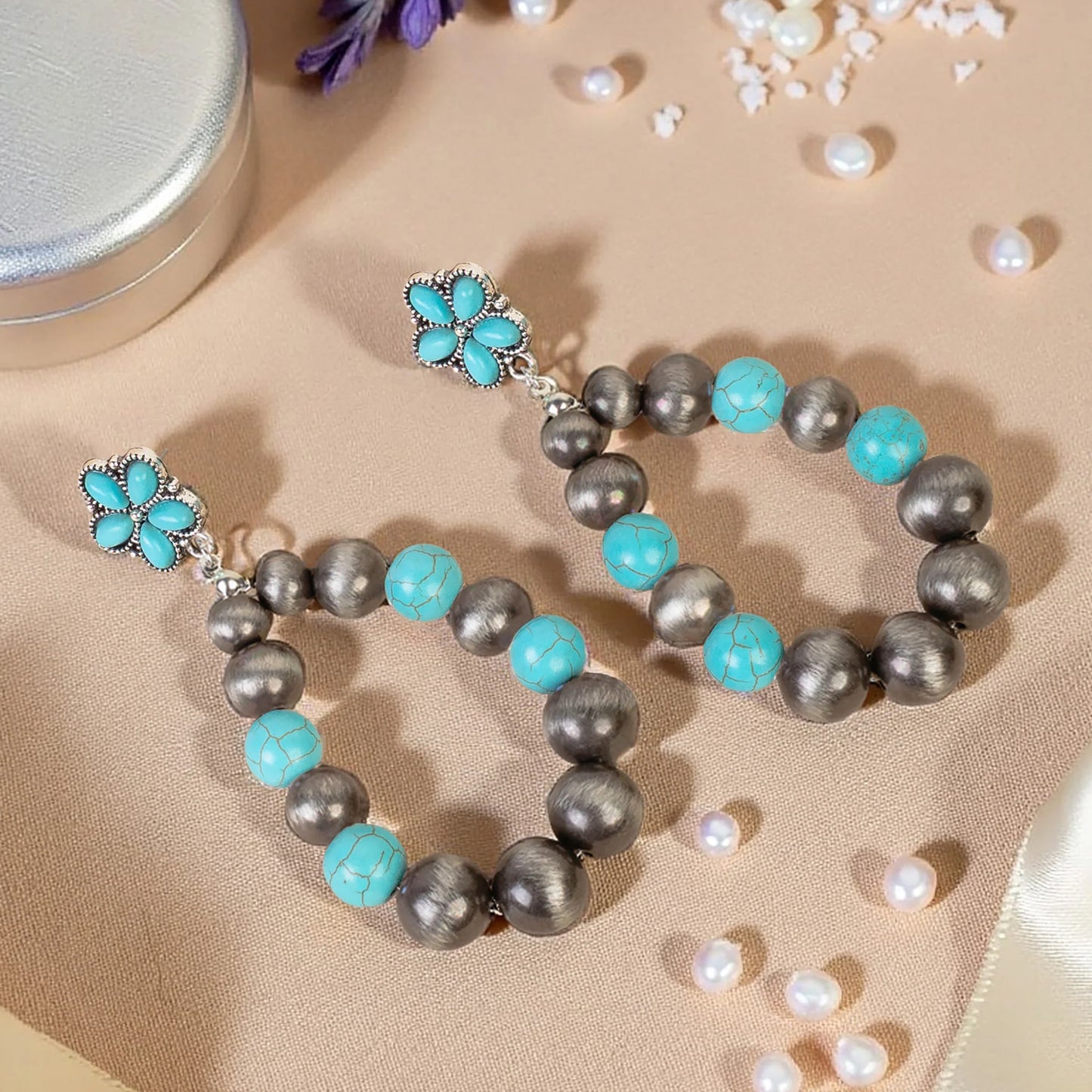 Squash Blossom Earrings - Turquoise