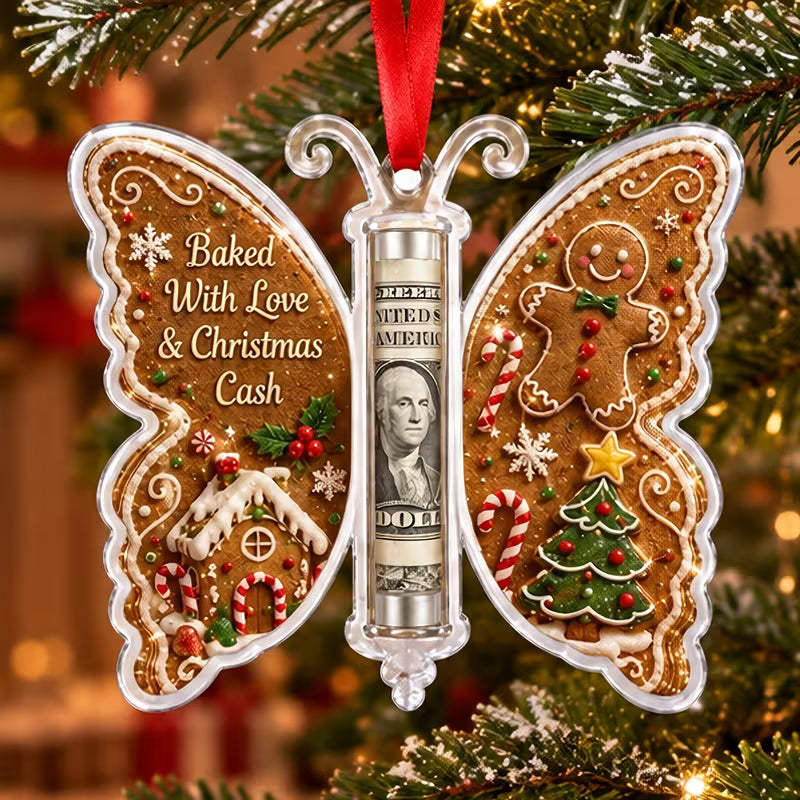 Butterfly Money Holder Christmas Ornament - Gingerbread