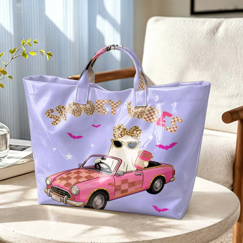 Glossy PVC Spooky Vibes Tote Bag