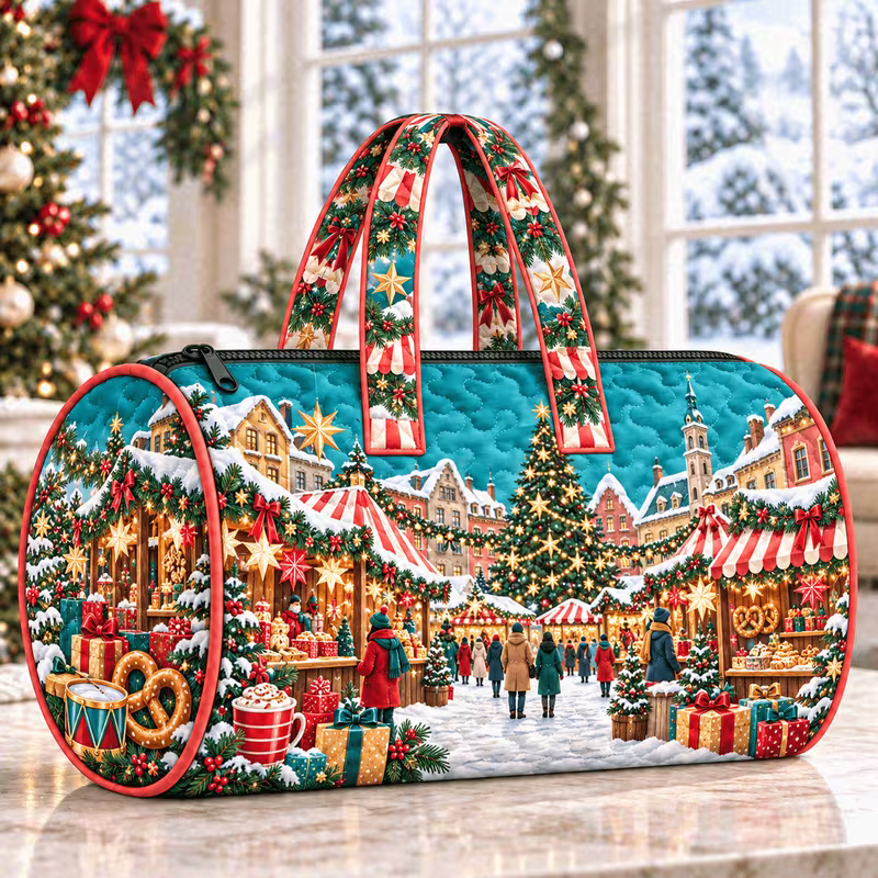 HOLIDAY SPECIAL! Winter Village Weekender Quilted Duffle PREORDER