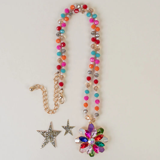Flower Pendant Necklace - Multi