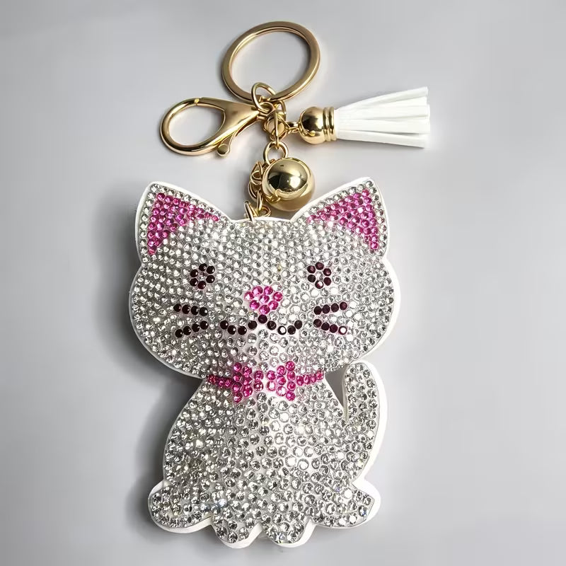 Rhinestone Cat Keychain