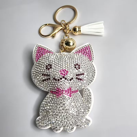 Rhinestone Cat Keychain