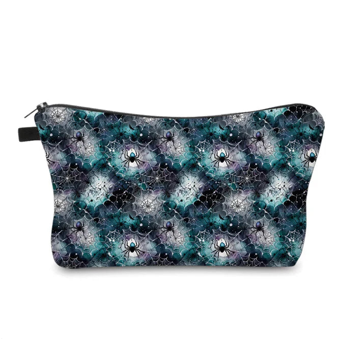 Halloween Fall - Spider Web Black Teal Purple Water Resistant Pouch