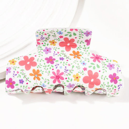 Floral Print Claw Hair Clip