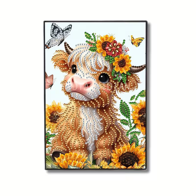 Highland Cow Diamond Art Painting Notebook Kit