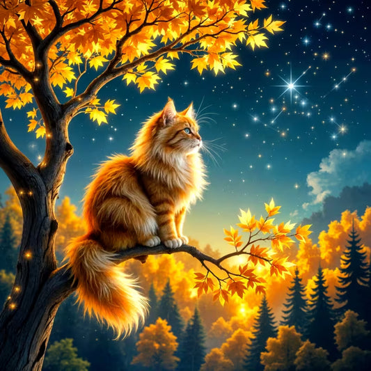 Preorder 8 x 8 Cat in Tree Diamond Art
