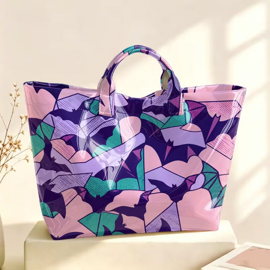 Glossy PVC Purple Bat Tote Bag
