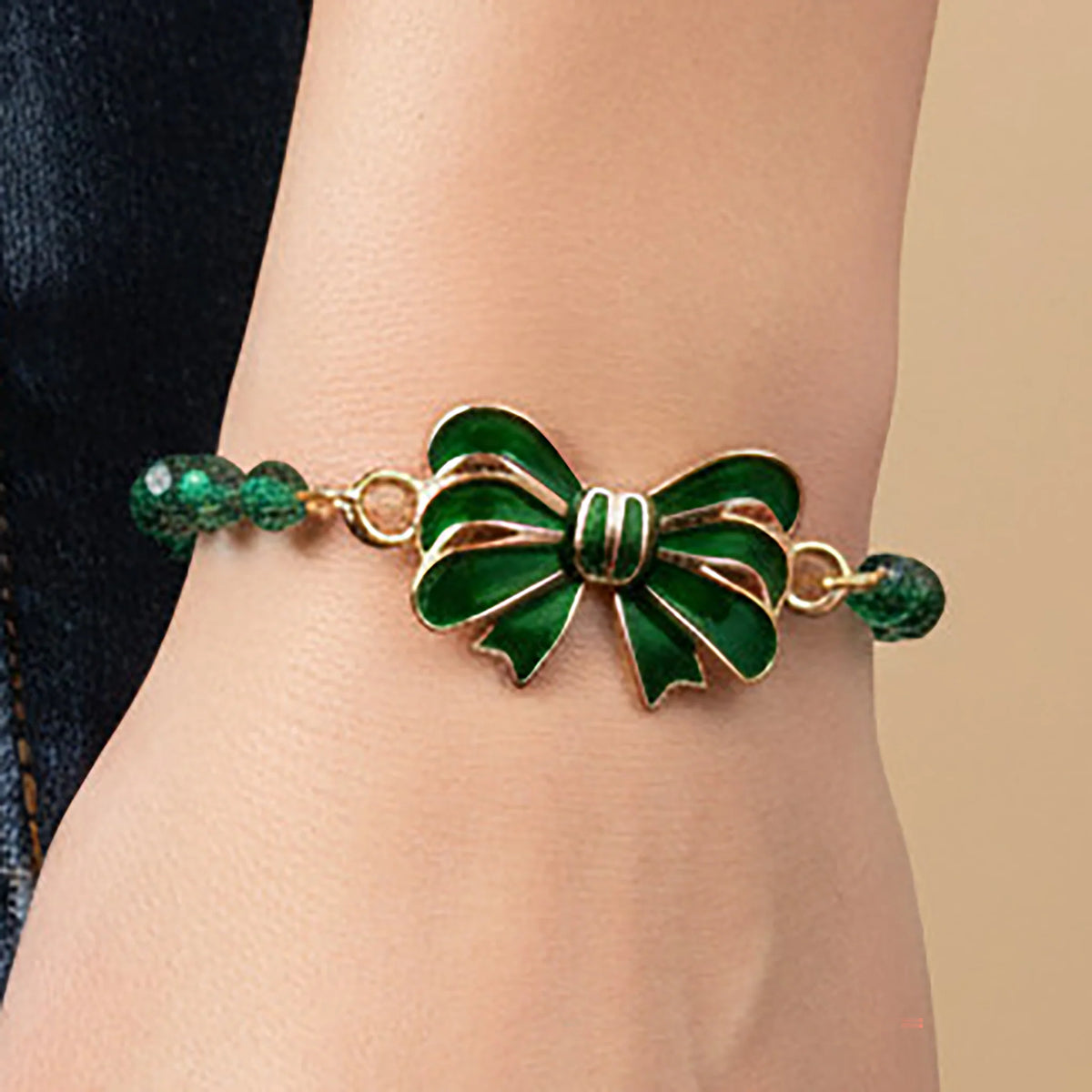 Christmas Bow Bracelet - Green