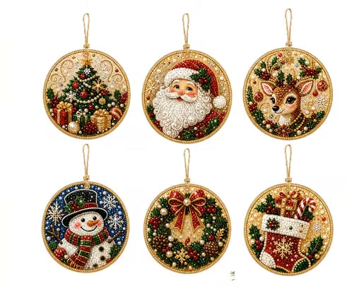 6 Christmas Ornaments Pearl Painting Kit