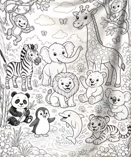 Preorder Kid's Coloring Blanket - 30 x 40 - Animals
