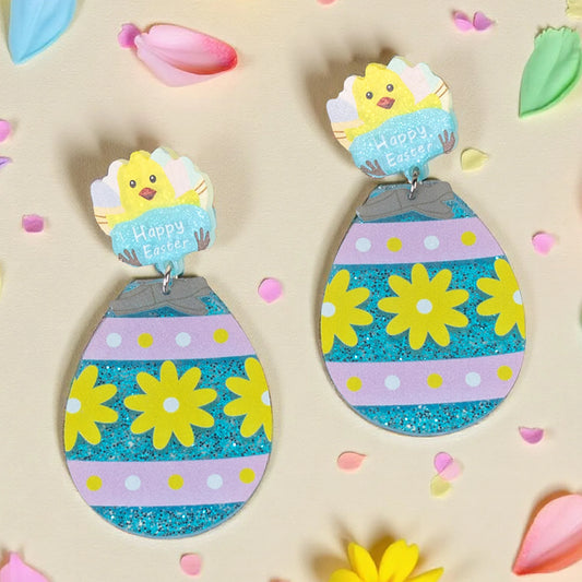 Easter Egg Earrings - Blue