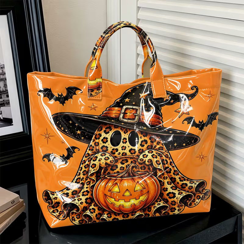 Glossy PVC Leopard Ghost Tote Bag