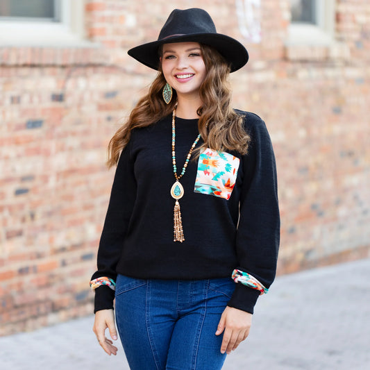 Sunshine & Rodeo Abstract Print Sweater
