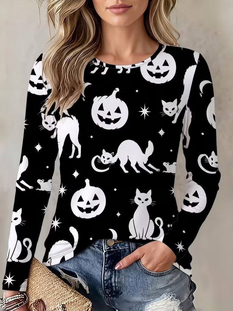 Preorder Black & White Cat Long Sleeve Shirt