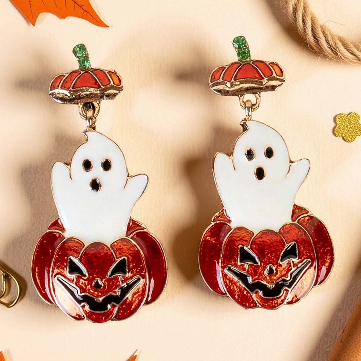 Jack O' Lantern Earrings - Orange