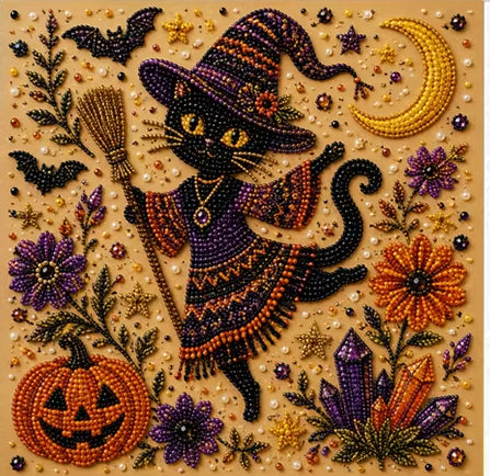 Cat Witch Pearl Painting