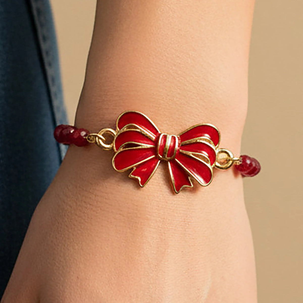 Christmas Bow Bracelet - Red