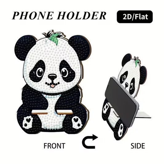 Preorder Wooden Panda Bear Diamond Art Phone Stand