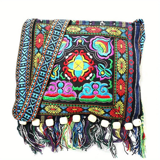 Embroidered Tassel Boho Purse
