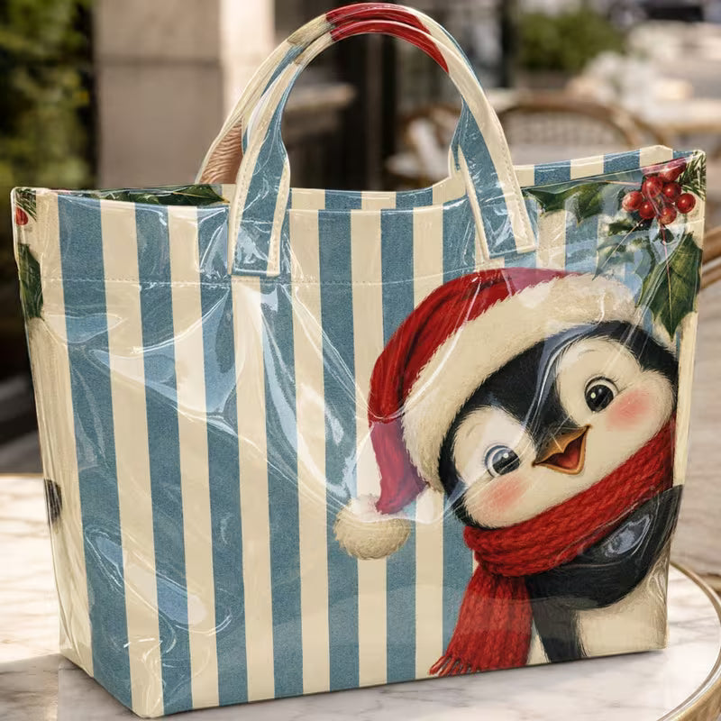 Glossy PVC  Christmas Penguin Tote Bag