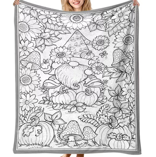 DIY Coloring Blanket - Floral Gnome
