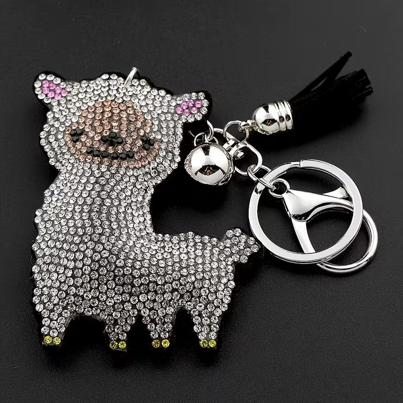 Rhinestone Llama  Keychain