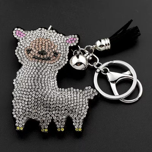 Rhinestone Llama  Keychain