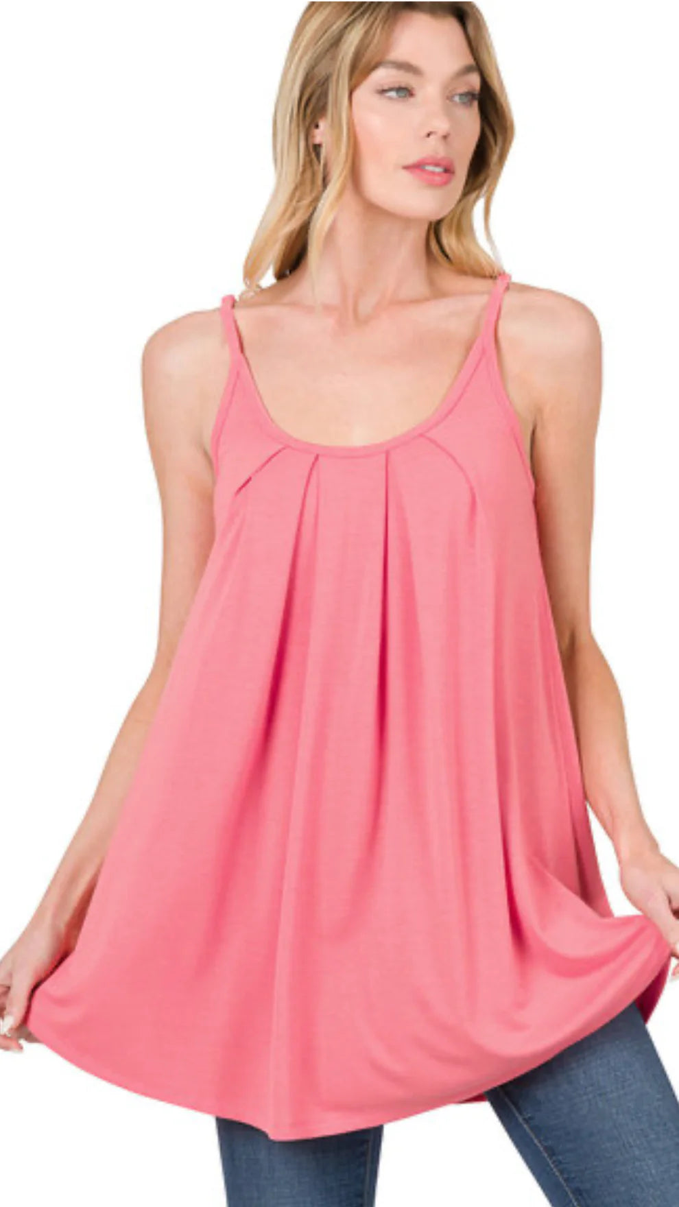Basic Adjustable Strap Tank - Desert Rose