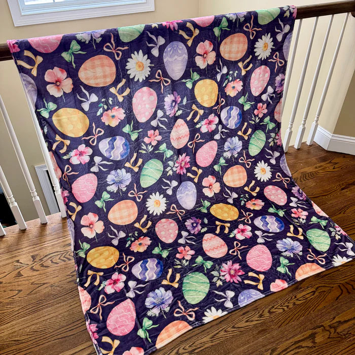 Blanket - Easter - Purple Eggs & Bows