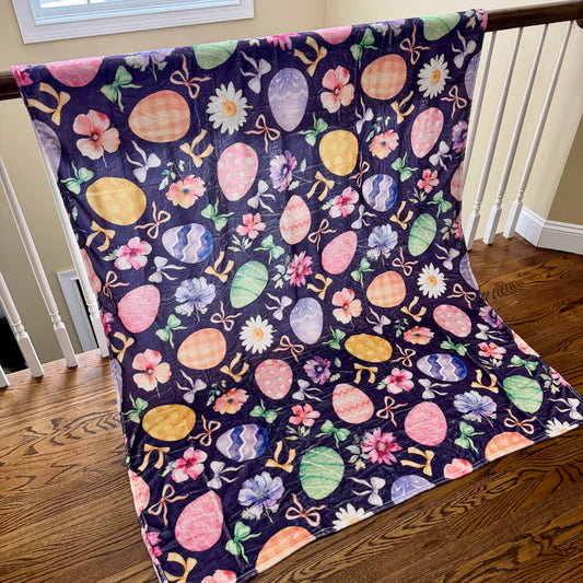 Blanket - Easter - Purple Eggs & Bows